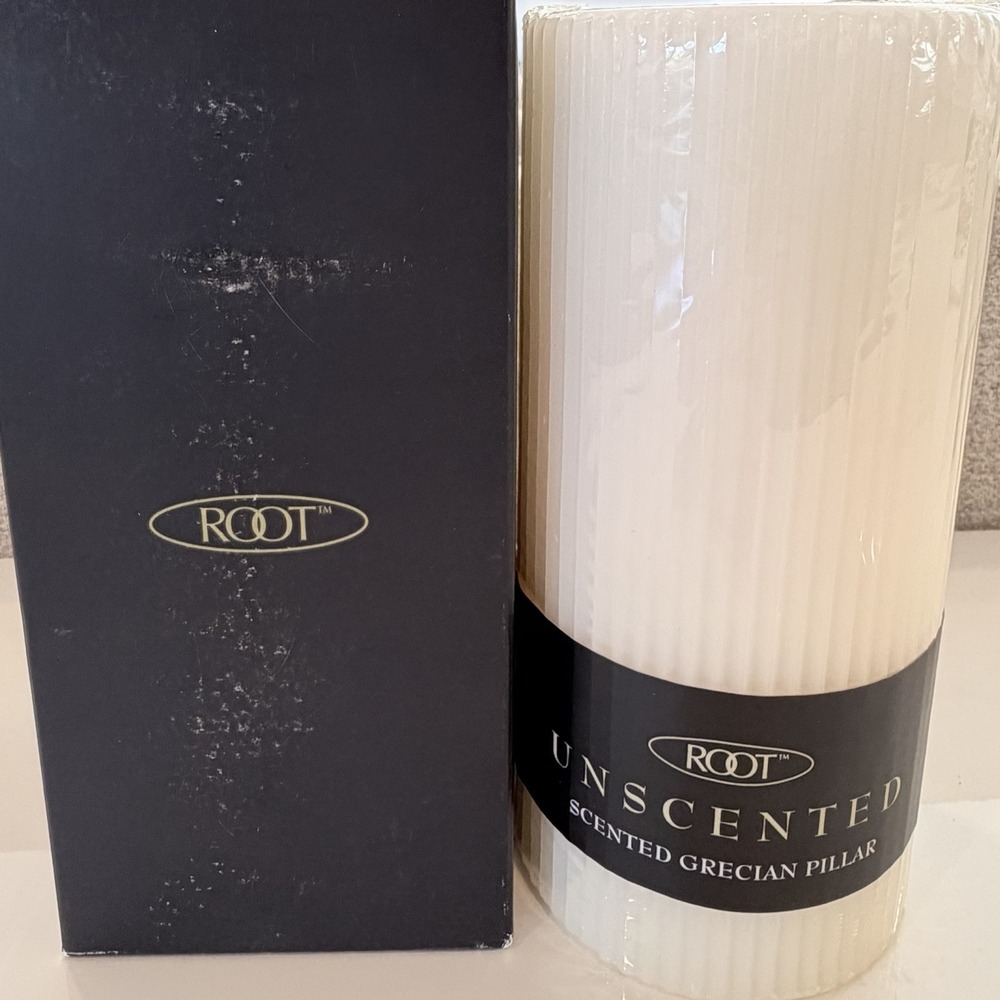 4 Root 2.8 x 6 Inch Unscented Ivory Wax Grecian Pillar Candles